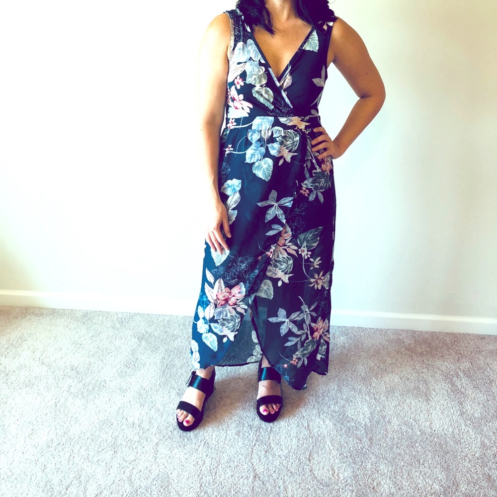 Navy & Floral Maxi Dress